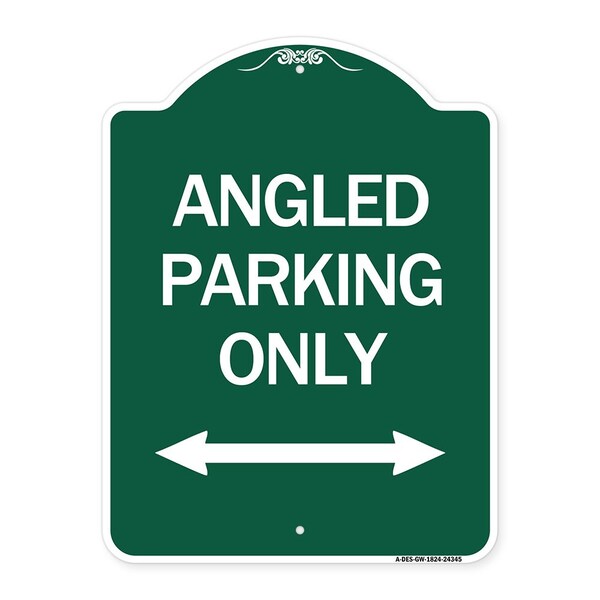 Angle Parking W/ Bidirectional Arrow, Green & White Aluminum Sign, 18" x 24", GW-1824-24345